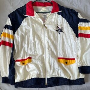 Vintage Janice White Red and Navy Windbreaker Jacket